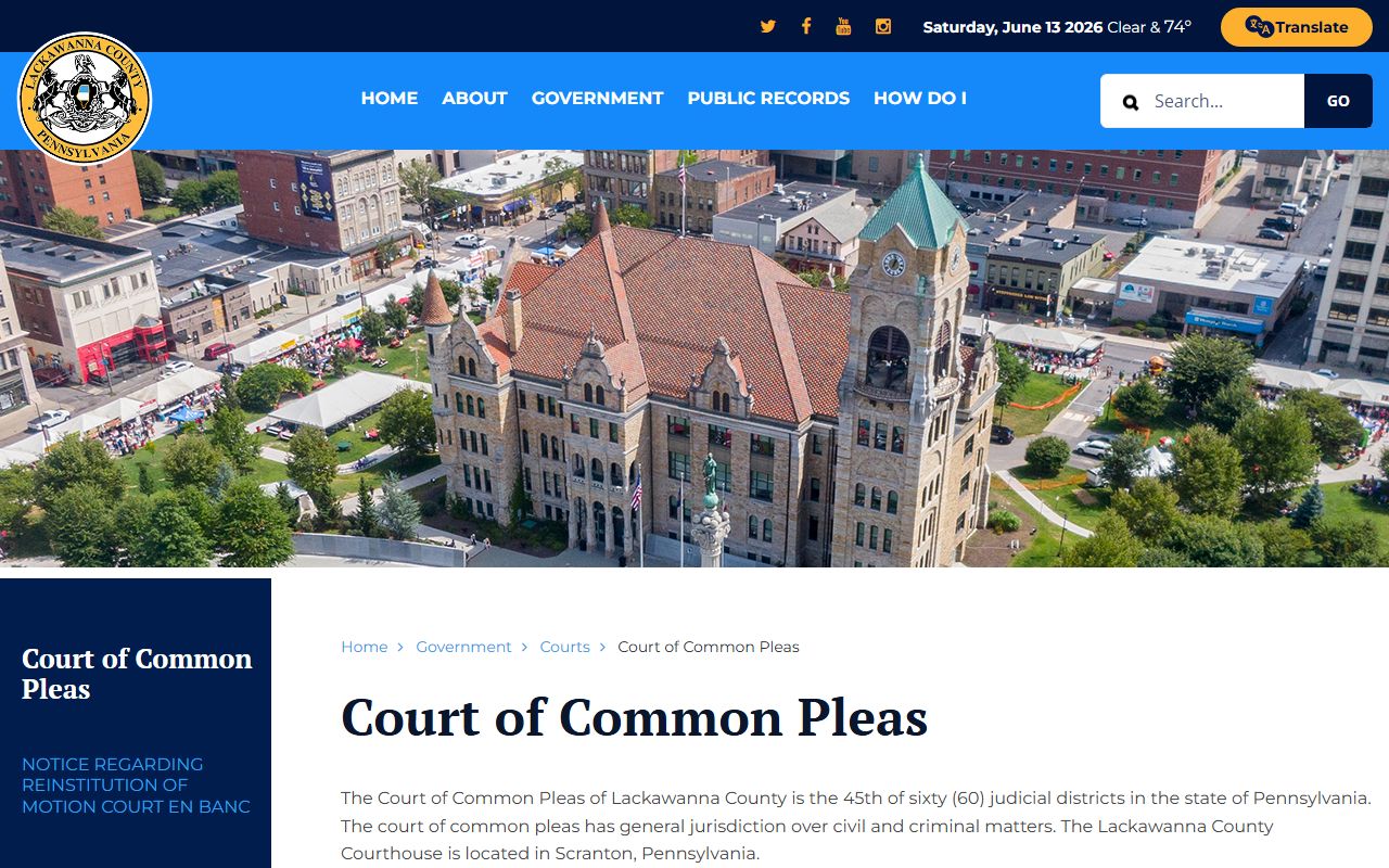 Lackawanna County arrest records and court charges Court of Common Pleas source