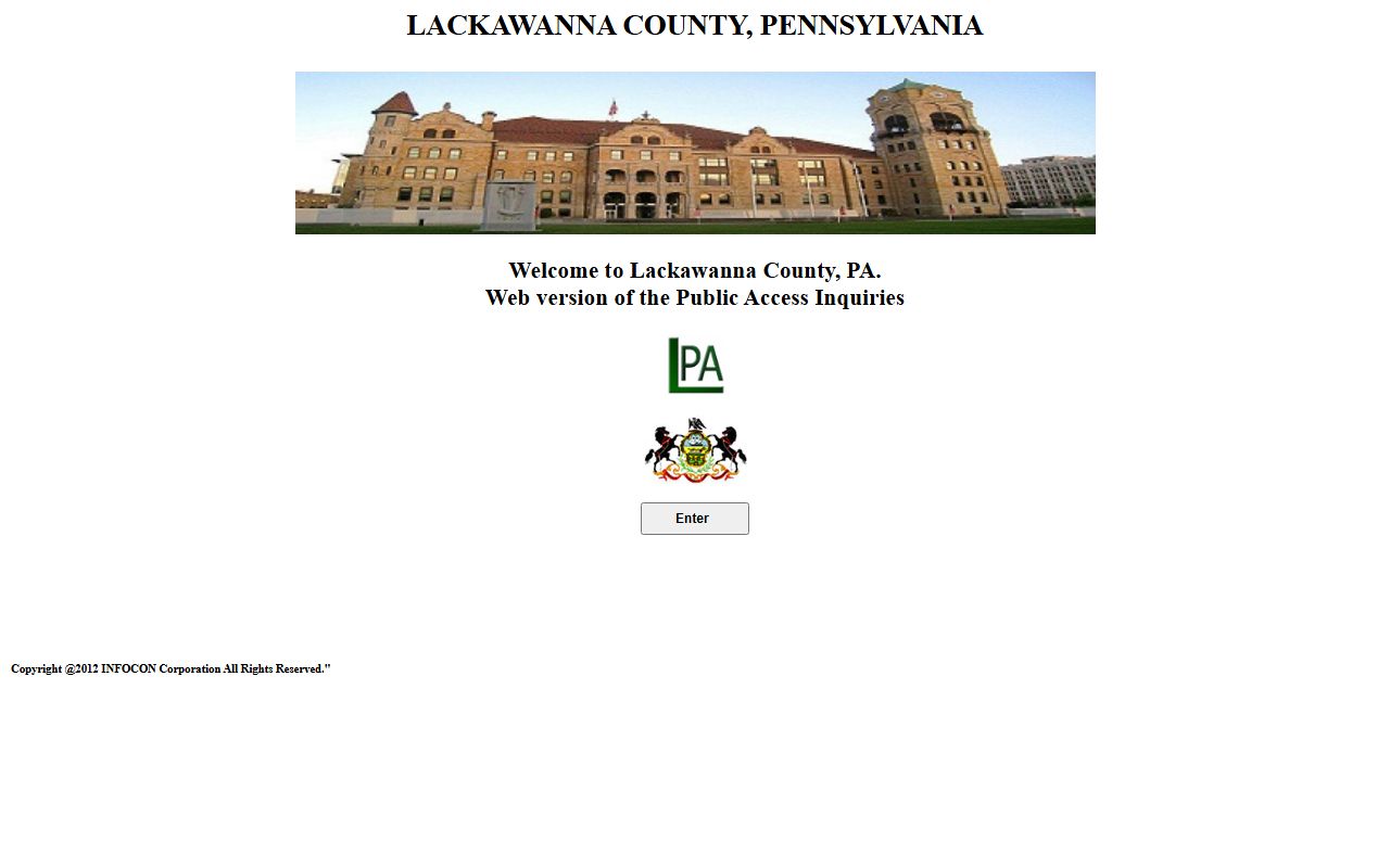 Lackawanna County court records public access inquiry launch page