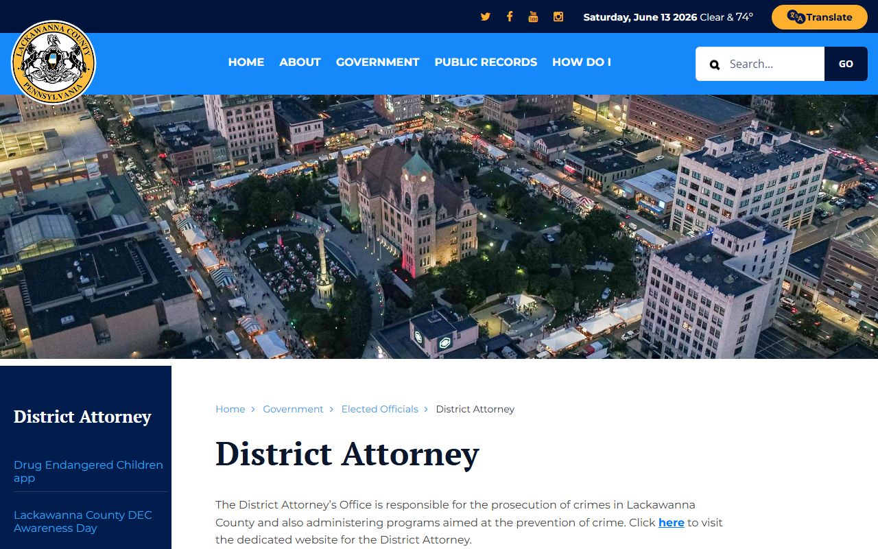 Lackawanna County criminal court records District Attorney source