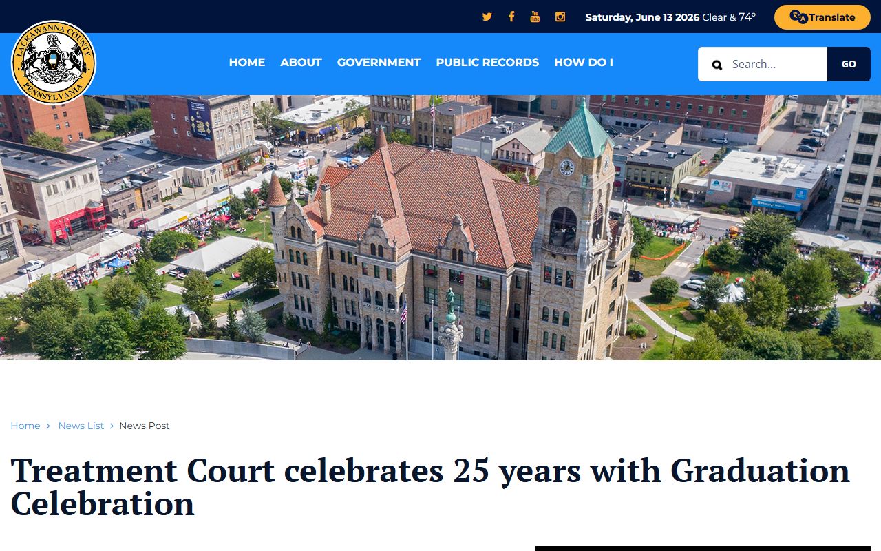 Lackawanna County Court of Common Pleas Treatment Court milestone page