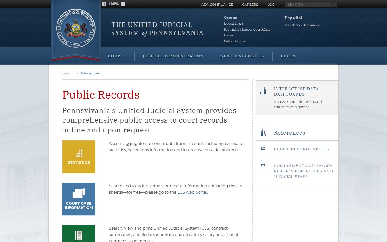 Lackawanna County court records Pennsylvania UJS public records page