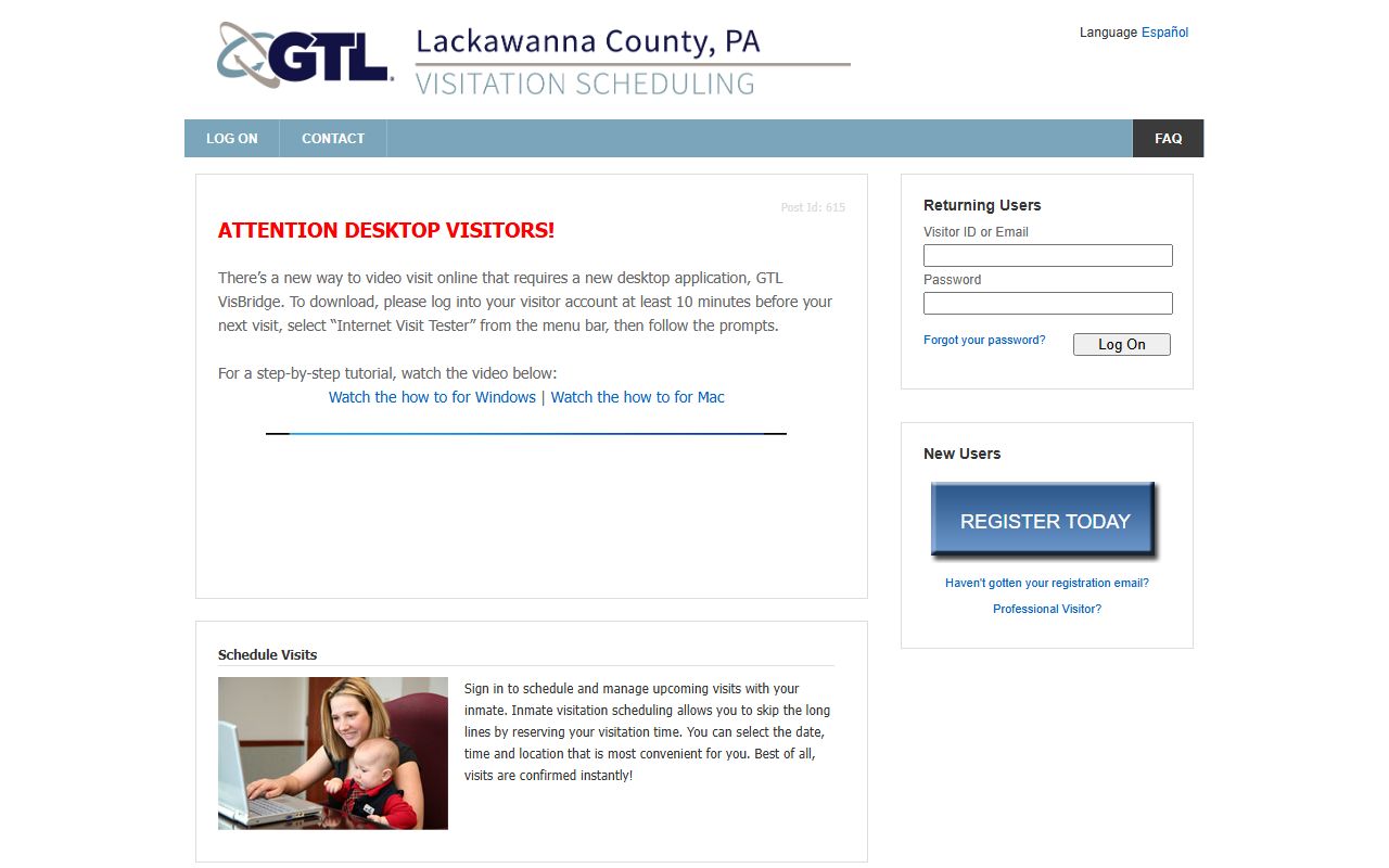 Lackawanna County inmate search video visitation portal