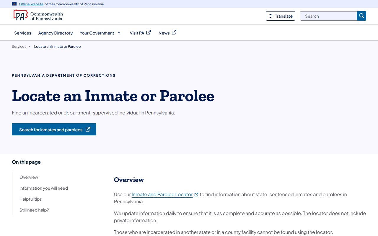 Lackawanna County inmate search PA DOC locator source