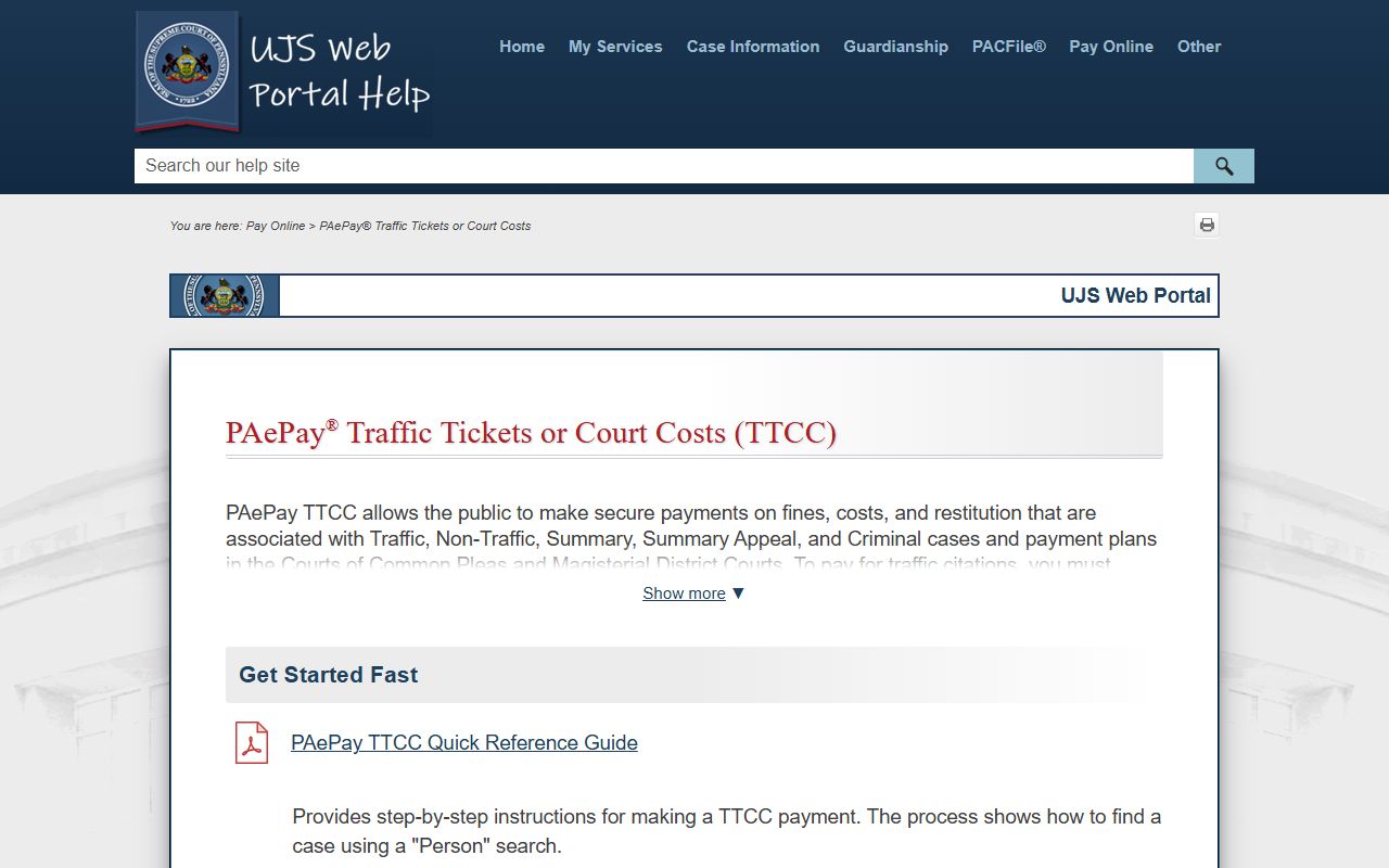 Lackawanna County traffic court records PAePay payment help source