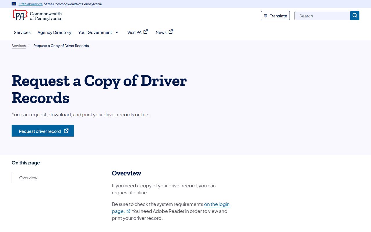 Lackawanna County traffic court records Pennsylvania driver record request source